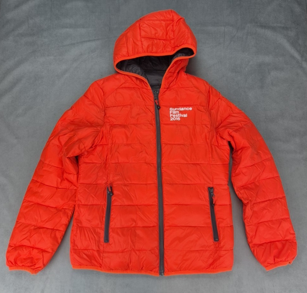 Kenneth Cole Sundance Film Festival 2016 Reversible Puffer Jacket Orange Gray M